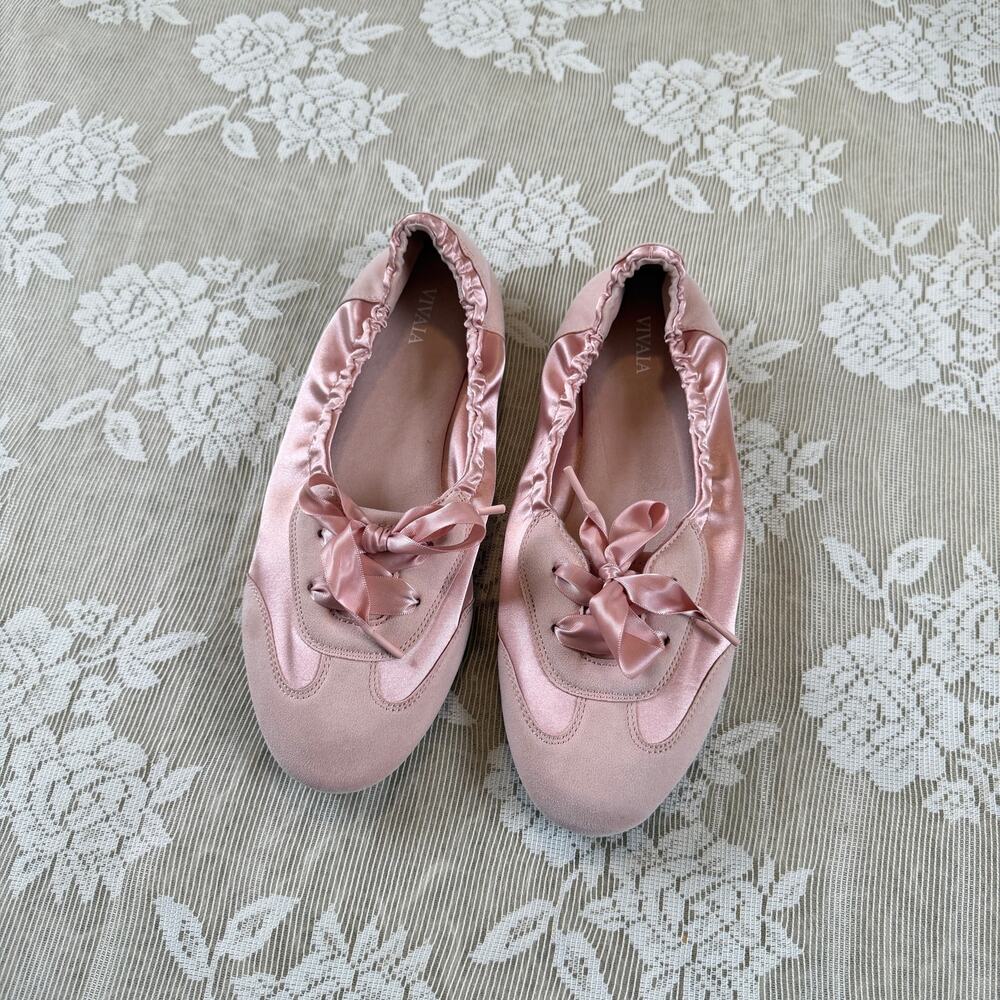 VIVAIA Pink Satin Ballet Sneakers Size 39 / 8–8.5